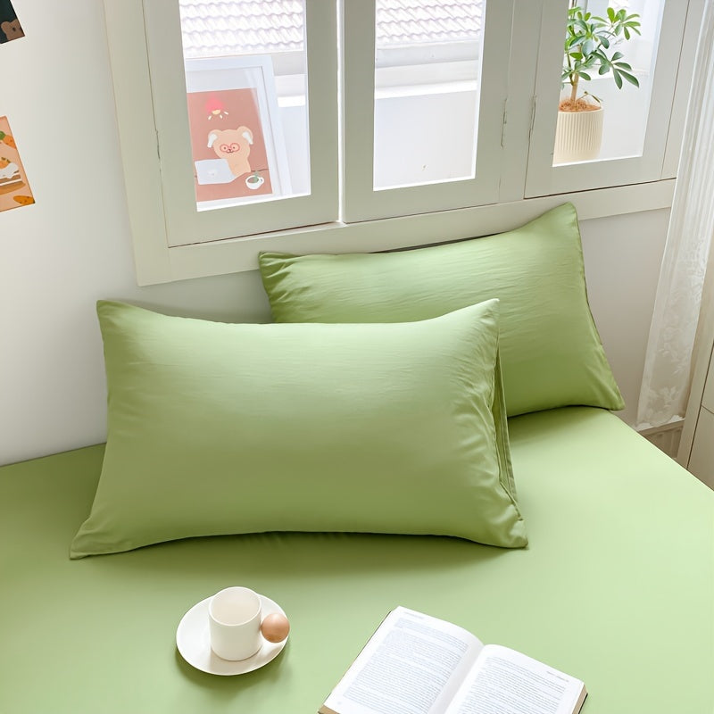 New Set of 2 Solid Color Bed Pillowcases - Luxuriously Soft and Cozy, Perfect for Year-round Comfort.