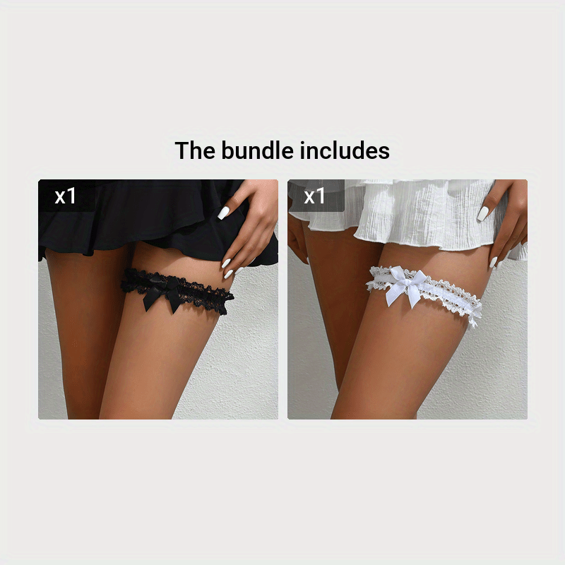 Elegant lace bow thigh loop paired with cool leg chains for daily wear.