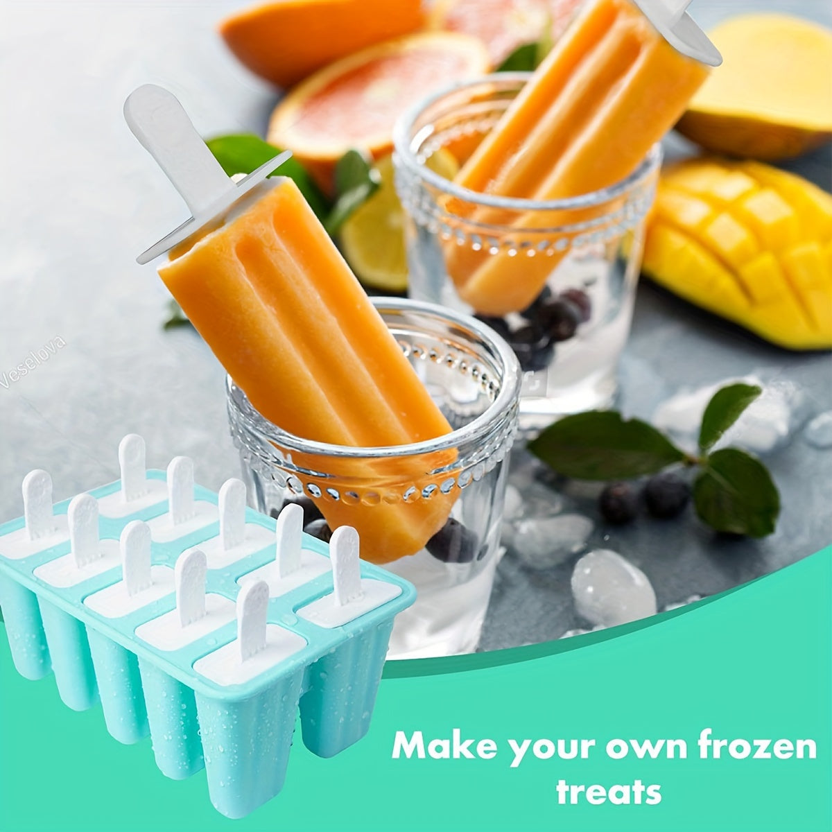 1 Popsicle Mold Set - Create unique frozen treats with this versatile silicone mold for ice cream, popsicles, and more. This household essential is perfect for making safe and delicious desserts. A must-have for any kitchen!