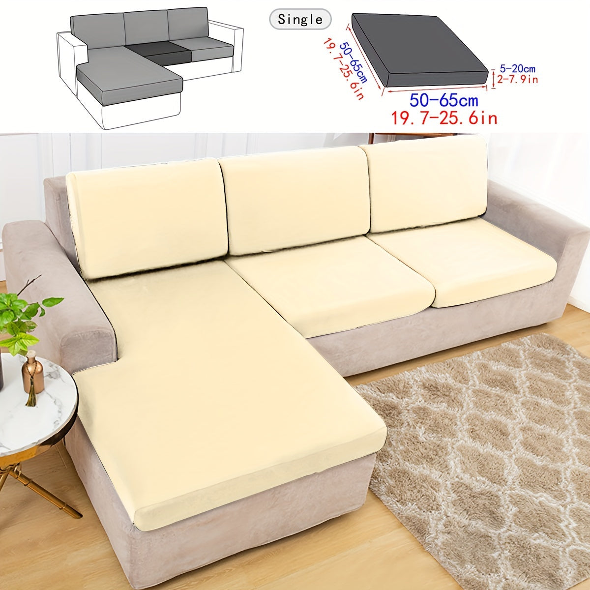 Durable sofa cover in solid color, suitable for pets, dustproof, and machine washable for living room, bedroom, and dining area.