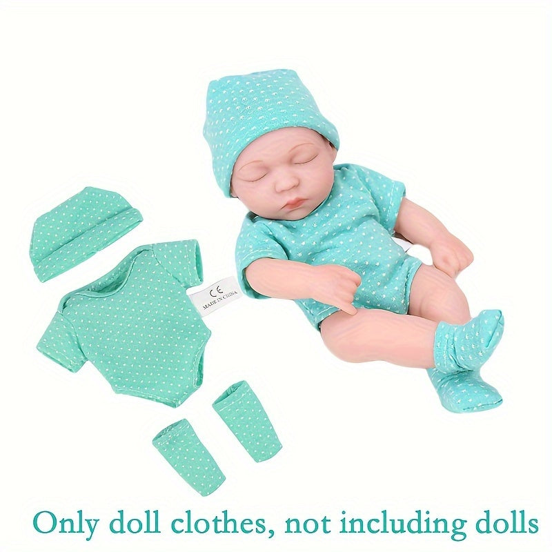 4 different styles of mini doll clothes for 7.8-inch dolls, suitable for reborn or baby dolls as toy accessories.