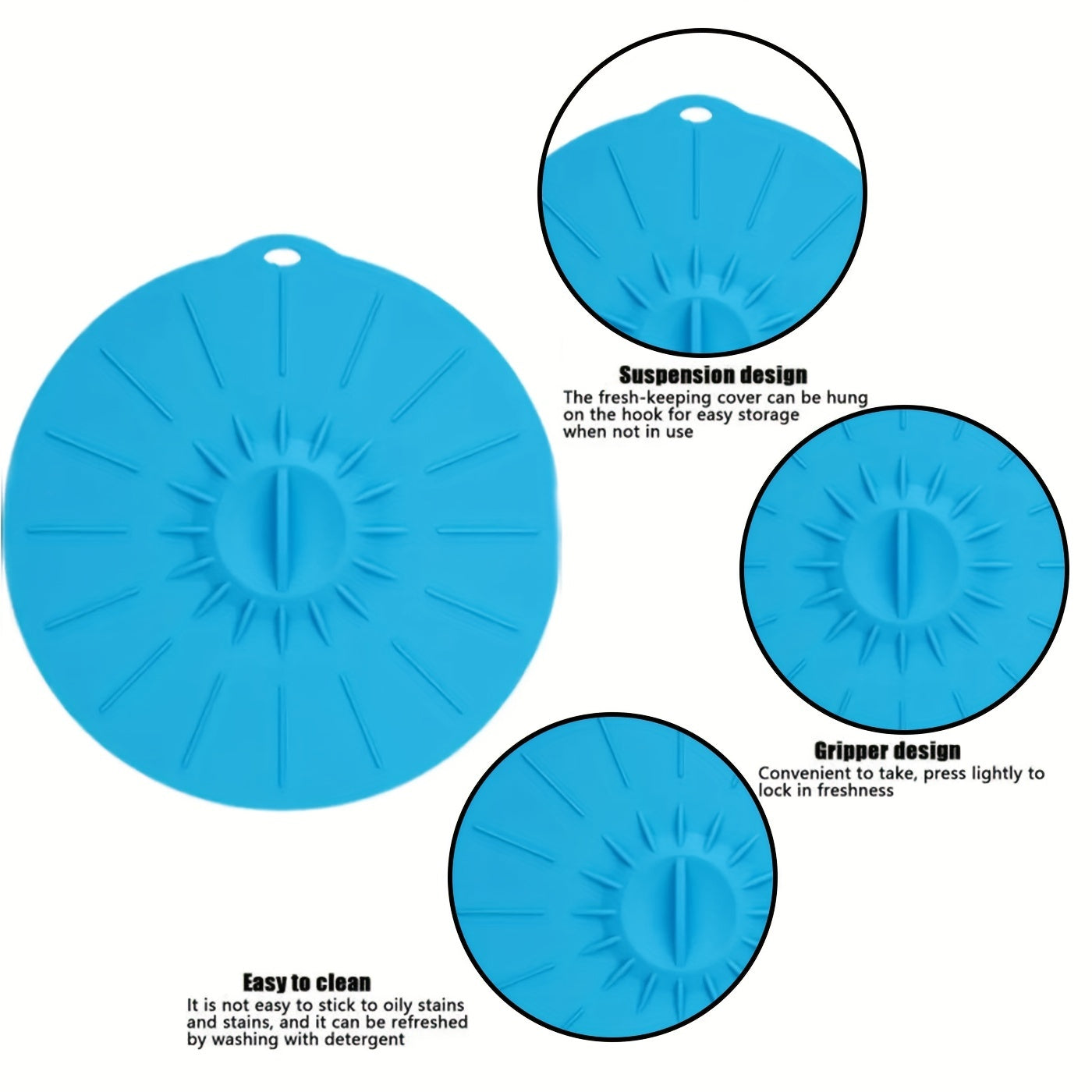 Set of 5 Silicone Lids - Durable and Eco-Friendly Covers for Bowls, Pots, and More - Safe for Heat, BPA-Free, and Dishwasher-Friendly - Ideal for Microwave, Oven, and Fridge Use - Convenient Hanging Buckle for Easy Storage.