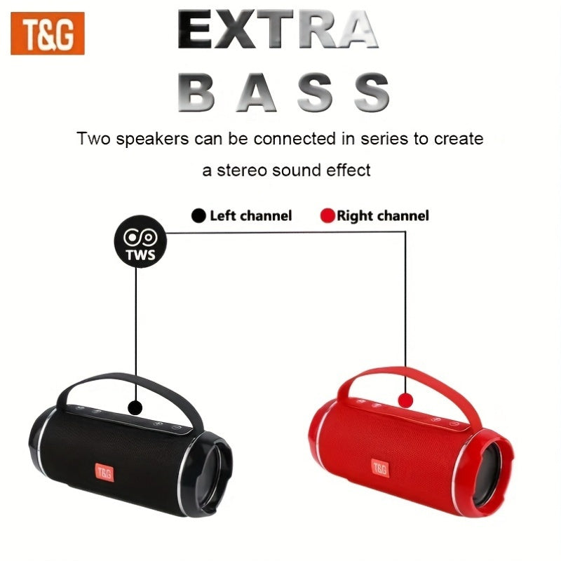 T&G TG116C is a portable wireless speaker with 5.0 surround sound, USB/TF/FM broadcast, and 10m connectivity. It has a rechargeable lithium battery with Type-C charging, making it a perfect