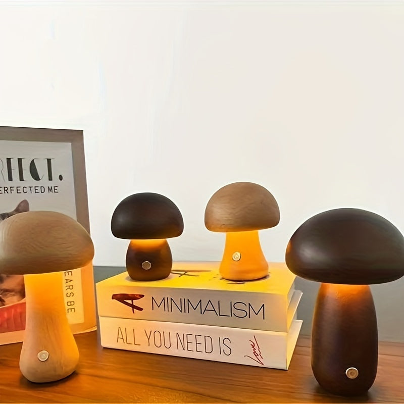 Modern Mushroom LED night lamp with brightness Adjustable touch switch, USB powered.