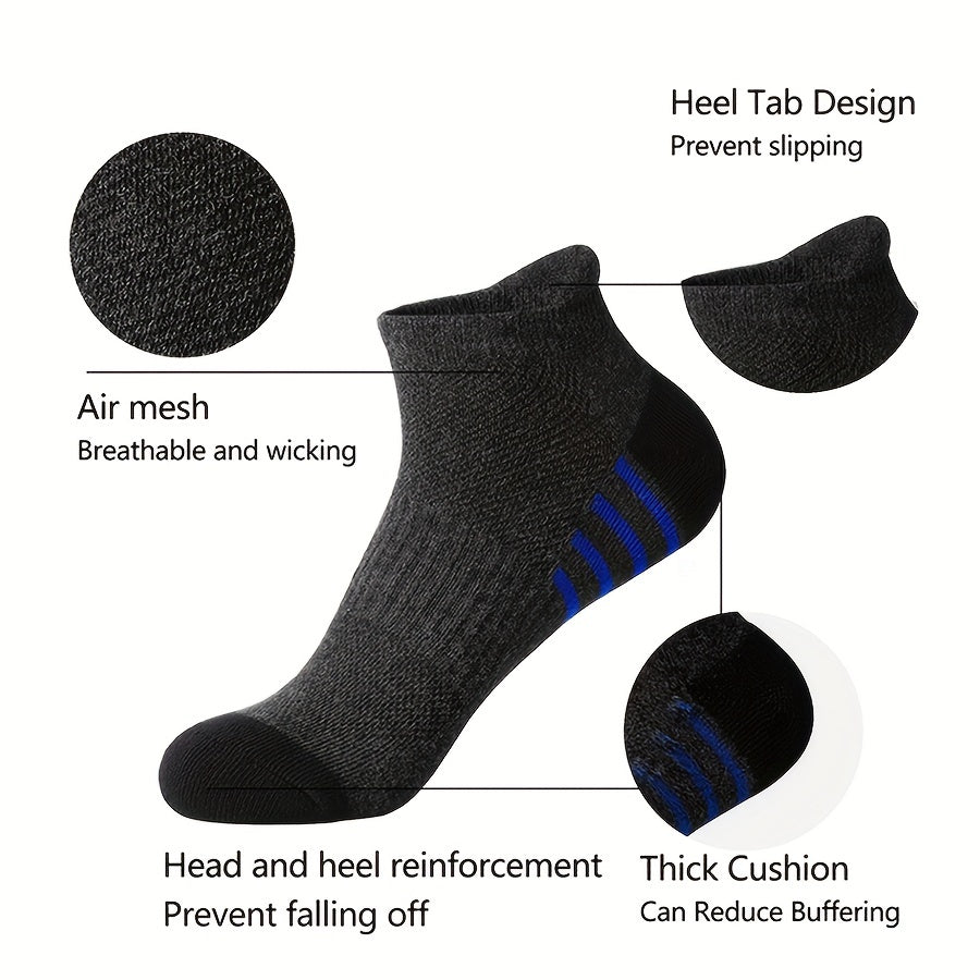 Men's casual striped sports socks, breathable and soft, ideal for summer fitness.