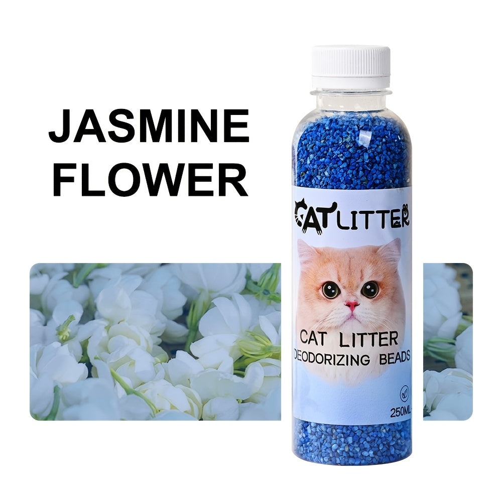 1 bottle of cat litter deodorizer eliminates odors and freshens the litter box air with a cattery fresh scent, safe for cats.