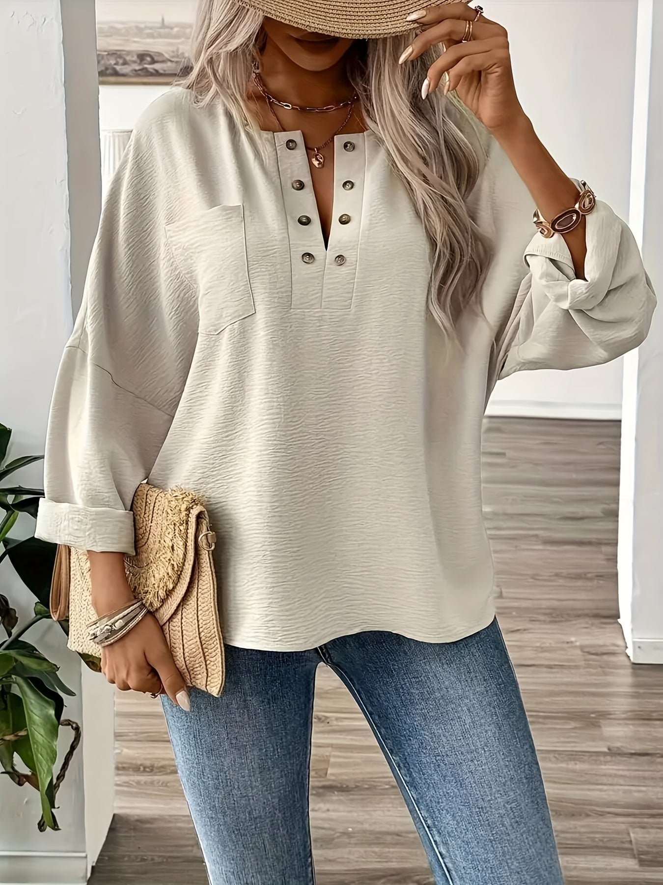 Spring and Autumn Large Size Women's Loose-Fitting Long Sleeve Shirt