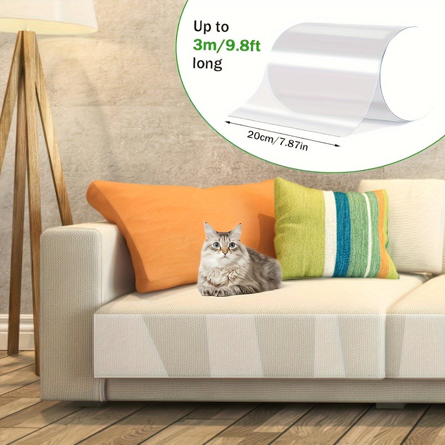 Transparent Furniture Protector: Cat Training Tape for Sofa, Couch, Carpet, Door - Includes 1 Roll of Anti-Scratch Cat Tape