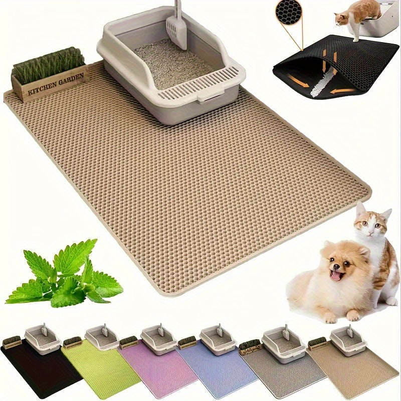 XL Double Layer EVA Cat Litter Mat - Anti-Slip, Washable, Waterproof, Odor Control, Easy to Clean - Ideal for Litter Boxes, Pet Mess Protector | Durable Washable Cat Mat