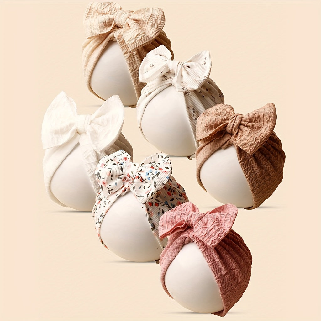 Soft and cute bow pullover caps for kids, available in packs of 3 or 6. Ideal for daily wear.