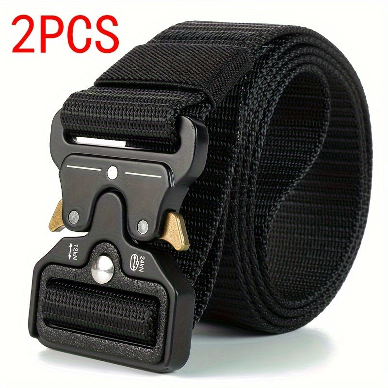 2pcs Tactical Multi-Function Belt for Men - Ideal for Hunting, Outdoors, and Gifting -Strong Plastic Buckle - Great for Valentine's Day