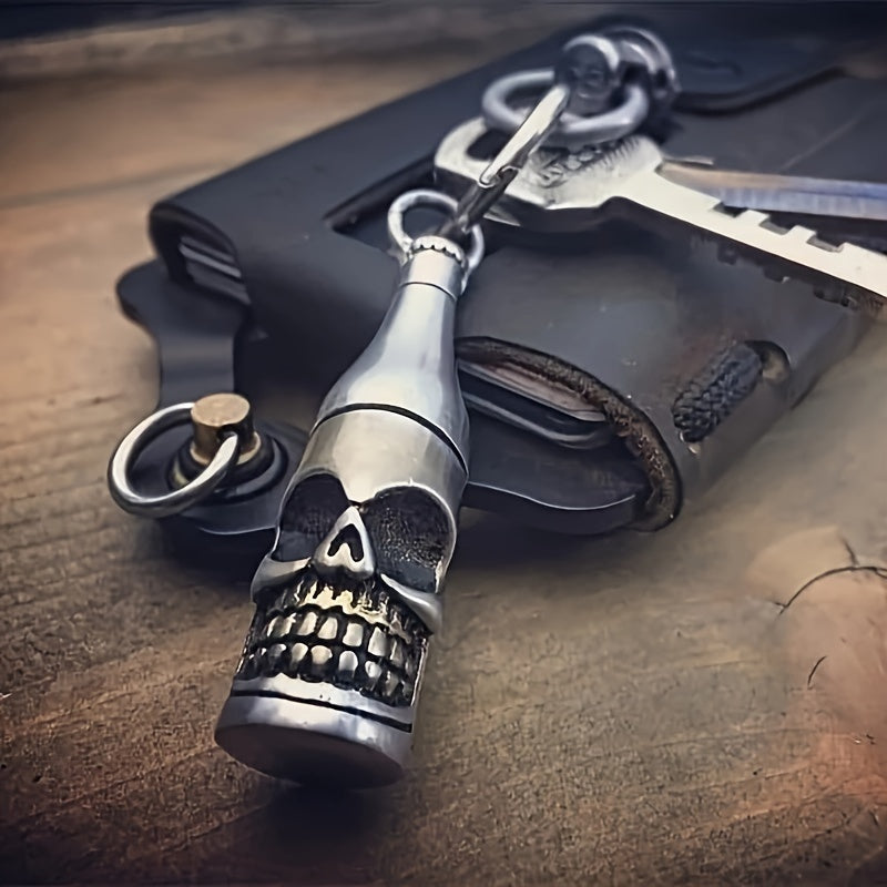 Alloy Metal Keychain featuring Shark Rocket Bomb and Skull Details, Hang it as an Ornament or use it as a Car Keychain Bag Accessory, Perfect for adding a Unique Halloween Touch to your decorations