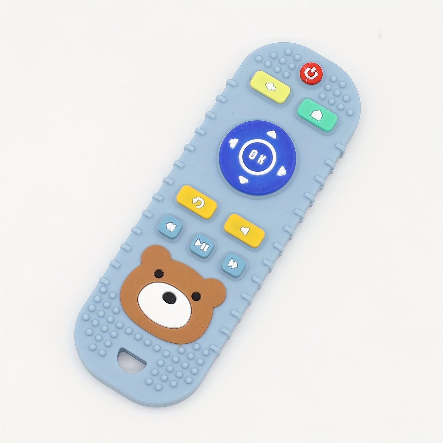 Cartoon Bear Design Silicone Teething Remote Control Toy for Babies, Oral Motor Development Soother, Multicolor, Easy to Clean, 1 Pack