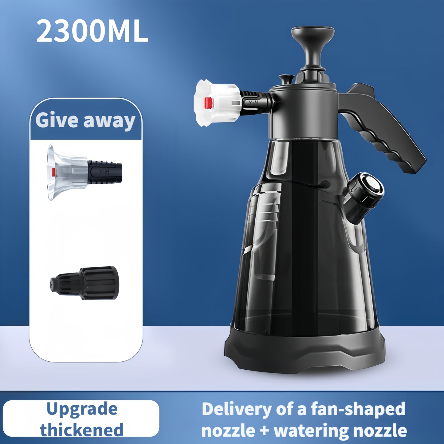 2.3L High Pressure Sprayer with Quantity Cup and Gift Spray Heads, Upgraded Multi-Functional Car Wash Sprayer, Handheld Garden Watering Can, Windproof, High Pressure Foam Spray Bottle