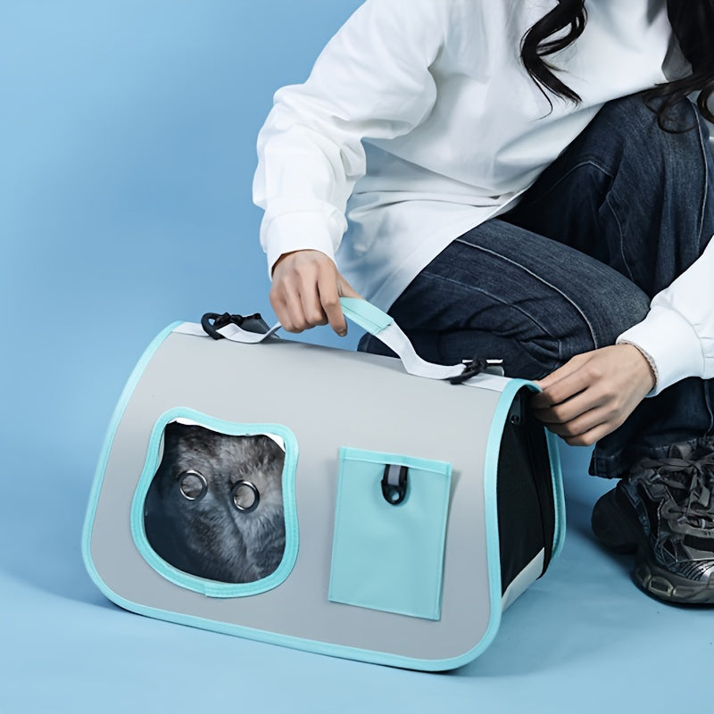 1pc WhiskerWonders Portable Cat Carrier Bag, Polyester Soft-Sided Pet Travel Tote with Zipper Closure for Cats and Small Dogs