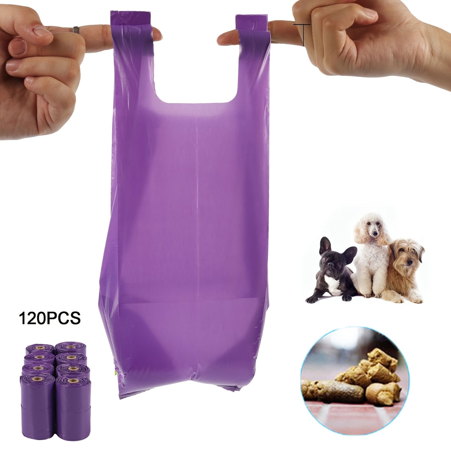 Vest-Style Outdoor Dog Poop Collection: 120 Biodegradable Pet Waste Bags