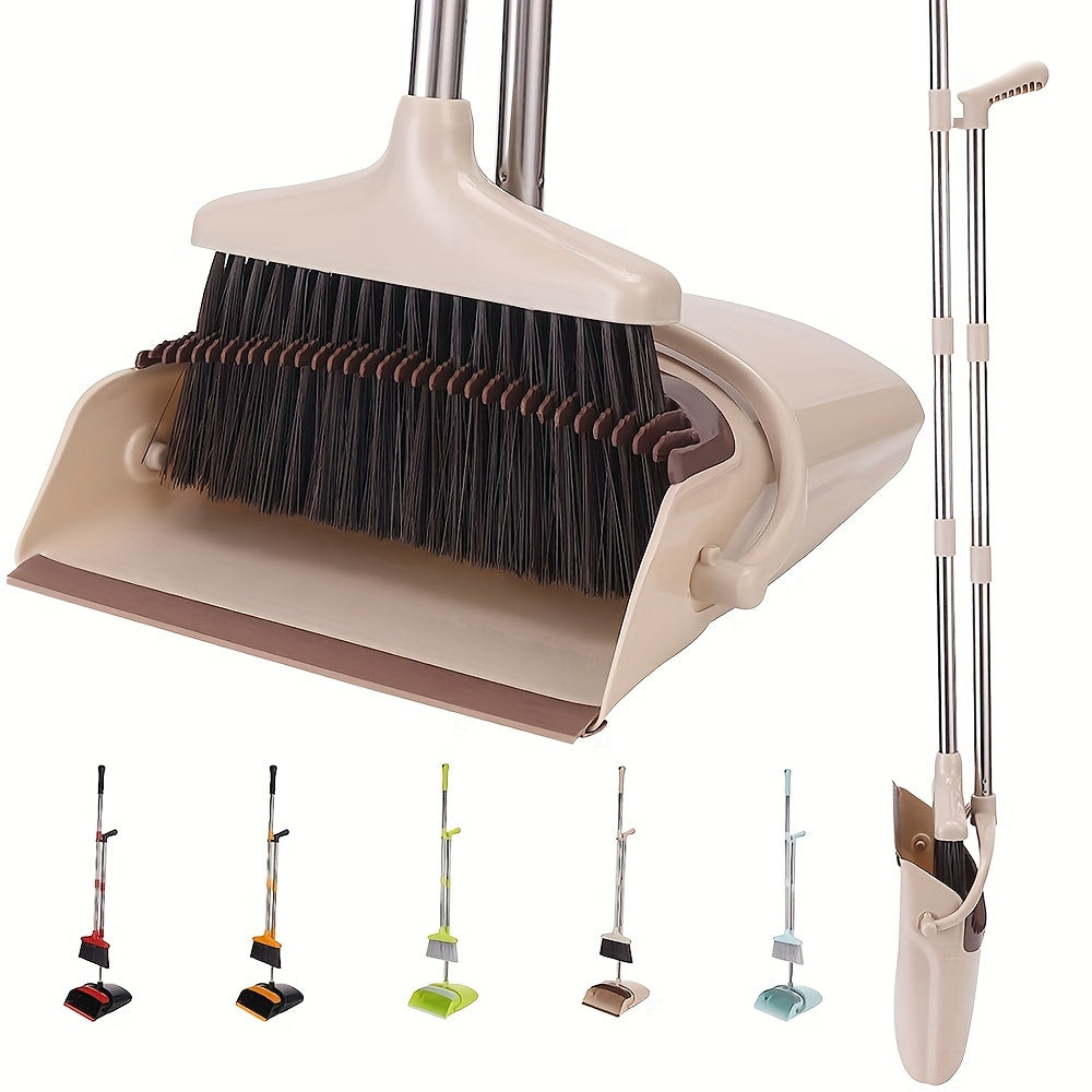 1 Set of Household Broom and Dustpan with Long Handle, Creative Dustpan with Comb Tooth for Pet Hair Removal, Floor Cleaning Tool for Home Office School Dorm, Cleaning Supplies and Gadgets.