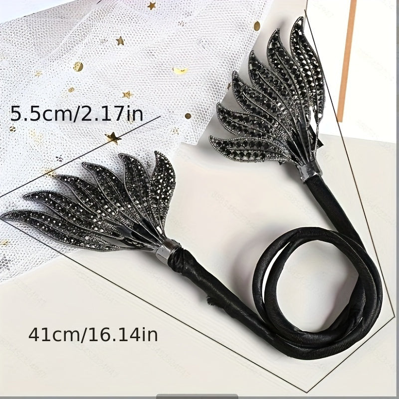 Chinese Style Golden Double Wing Hair Curler and Diamond Hair Band for Women, creating stylish bun hairstyles, an elegant hair accessory