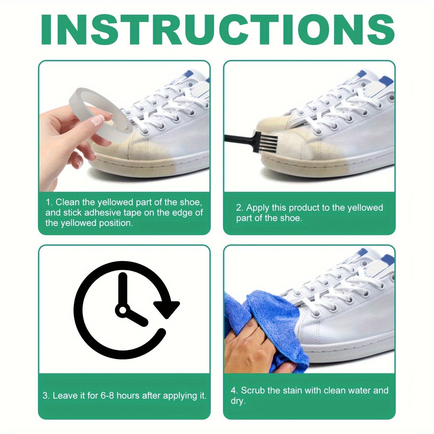 Gel Shoe Cleaner for White Sneakers and Canvas Shoes - Removes Stains and Yellowing without Water - Easy to Use and Portable