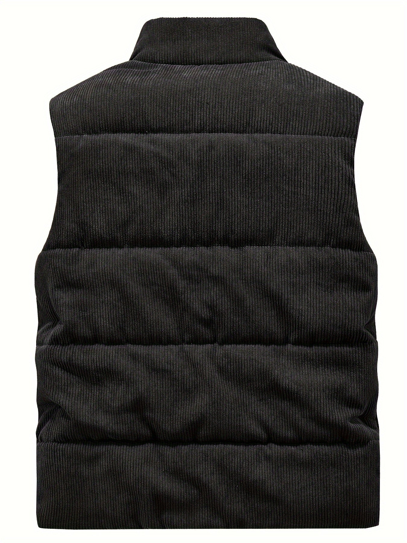 JPDUN Men's Winter Vest, Casual Stand Collar, Thick Plush Polyester, Solid Color, Multi-Pocket Outdoor Workwear, Warm Camisole Jacket, Loose Fit, Woven, Non-Stretch.