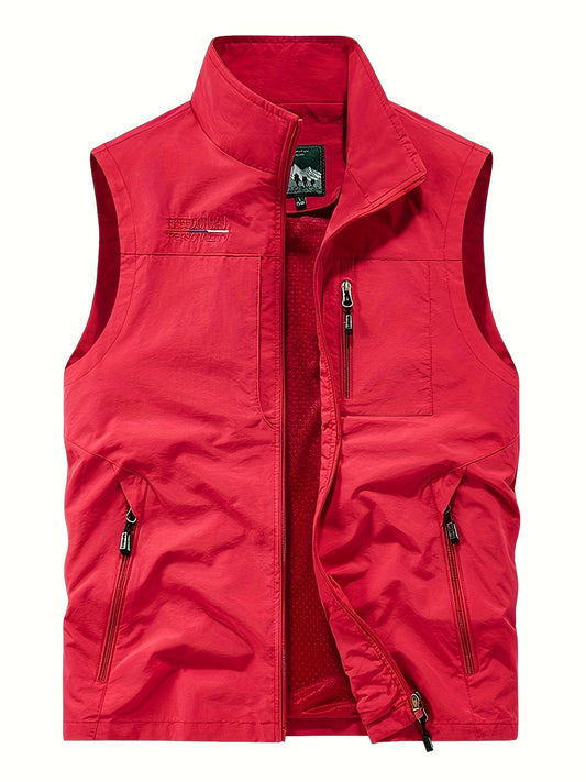 Men's Zipper Pockets Cargo Vest for outdoor activities in Spring and Summer.