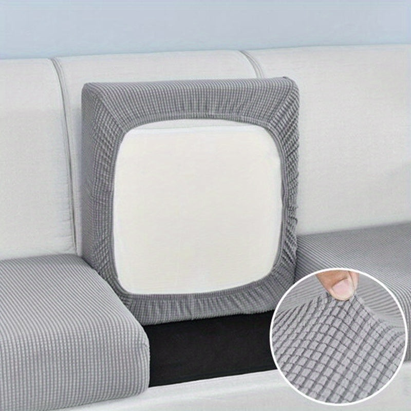 Removable and washable elastic sofa cushion cover, single piece, in a solid color to protect against dust.