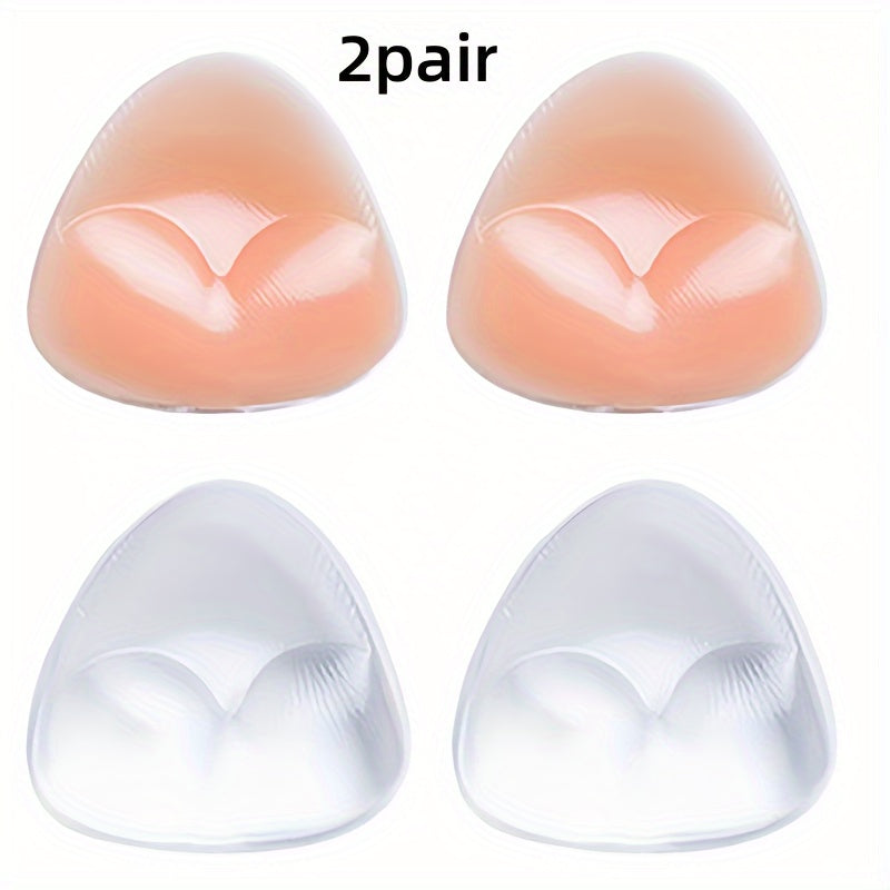 Silicone bra inserts for invisible cleavage boost, fits bras and swimwear, waterproof and reusable.