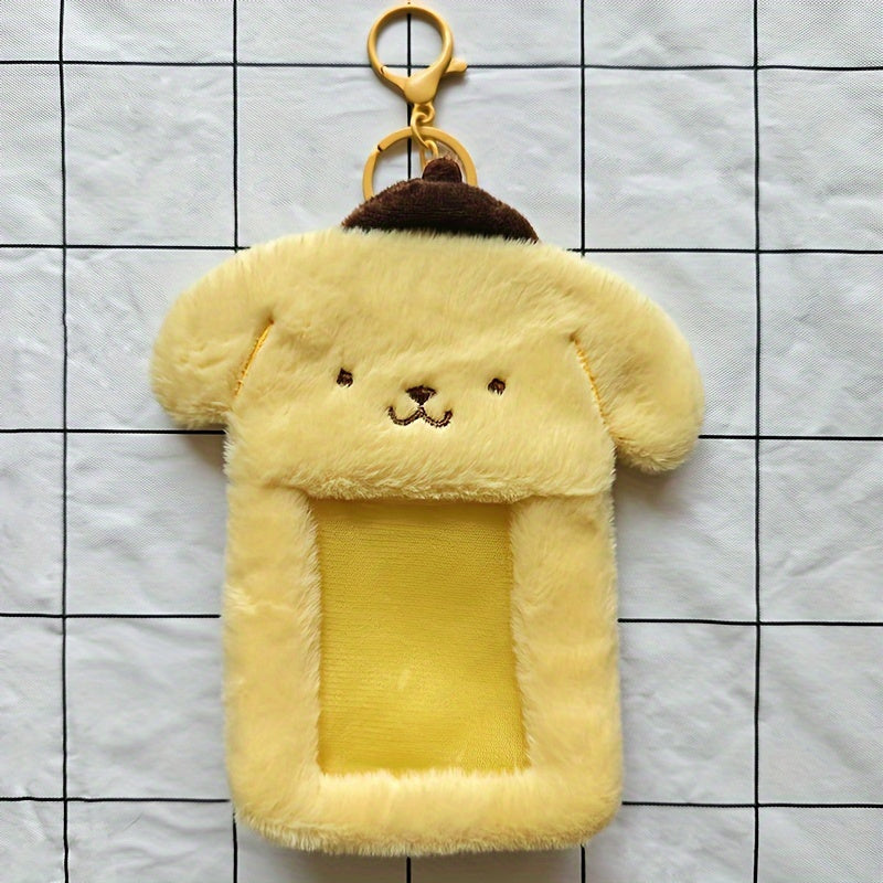 [Customer Favorite] Adorable SANRIO Plush Keychain Holder - Made with Long-Lasting Faux Fur, Cartoon-Inspired Clip-On for Safeguarding Commuter Passes, Perfect for Collectors and Anime Fans