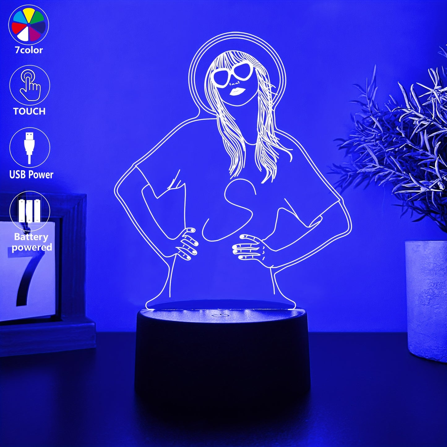 Custom 3D night lights that automatically switch lighting effects, perfect for decoration in desktops, bedrooms, and rooms. Ideal for gifting during holidays or parties.