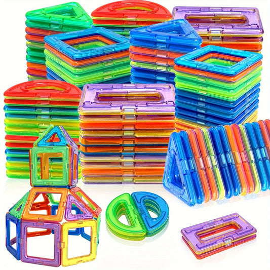 Large magnetic building blocks for educational play, assorted colors, great for winter birthdays.