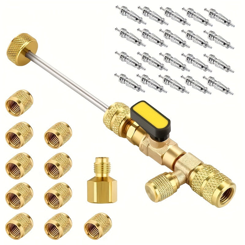 Valve Core Remover Set - 1pc, Air Conditioning Line Repair Tools for Cooling Systems, Quick Valve for SAE 1/4in, Household Air Conditioner Valve Core Removal Set, Non-Leakage Coolant Valve Core Removal Tool, Essential Conditioner Gadgets