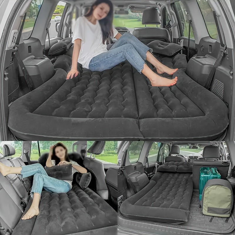 3-in-1 Car Air Cushion with Electric Air Pump, support pillars, and pillows for SUV, MPV, camping trips.