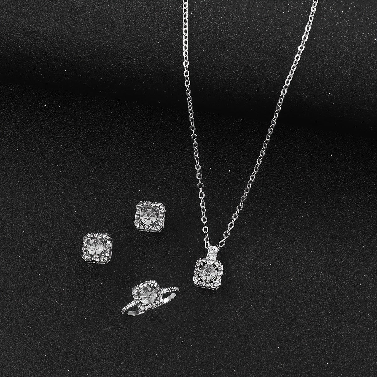 Elegant Square Cut zirconia Jewelry Set - Includes Earrings, Necklace, And Ring - Timeless Luxury for Women - Perfectly Chic Gift