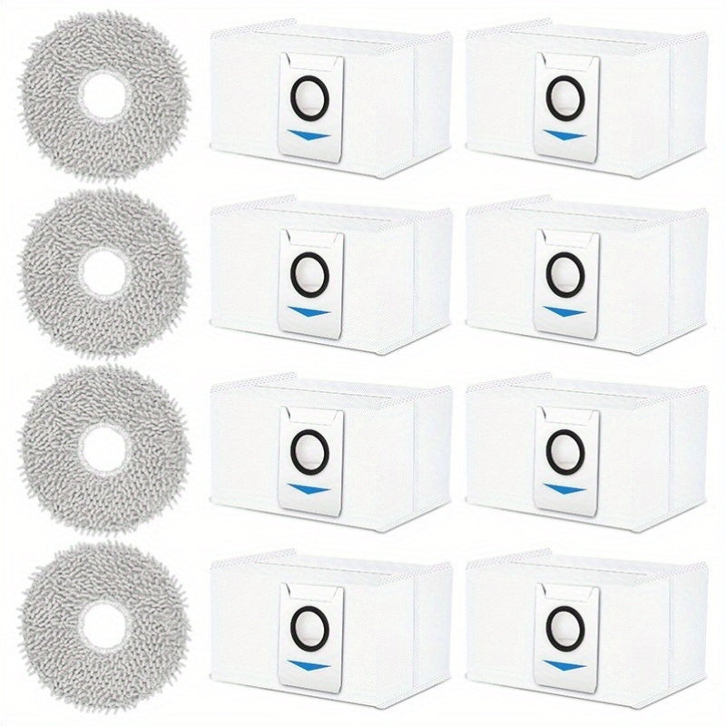 Get a full set of 12pcs Deebot Vacuum Accessories Kit for Ecovacs Deebot T20 Omni/X1 Omni/X1 E Omni Robot Vacuum. This kit includes replacement dust bags, washable mop cloths, and cloth floor attachment for your robot vacuum cleaner.