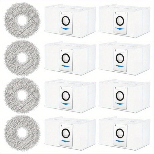 Get a full set of 12pcs Deebot Vacuum Accessories Kit for Ecovacs Deebot T20 Omni/X1 Omni/X1 E Omni Robot Vacuum. This kit includes replacement dust bags, washable mop cloths, and cloth floor attachment for your robot vacuum cleaner.