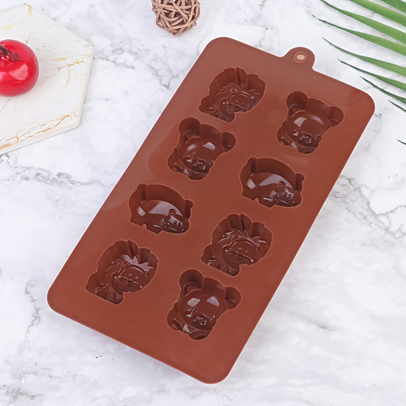 Animal Silicone Mold featuring Hippo, Lion, and Bear shapes for making chocolates, soaps, or cakes. Perfect for DIY baking projects.