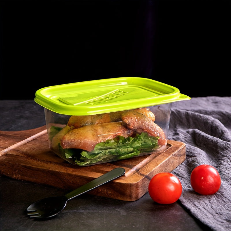 10 pieces of rectangular, high-grade disposable lunch boxes perfect for food packing. These stackable and reusable storage containers are ideal for storing grains, meat, fruits, vegetables, melaleuca cake, and fruit fishing. They are perfect for kitchen