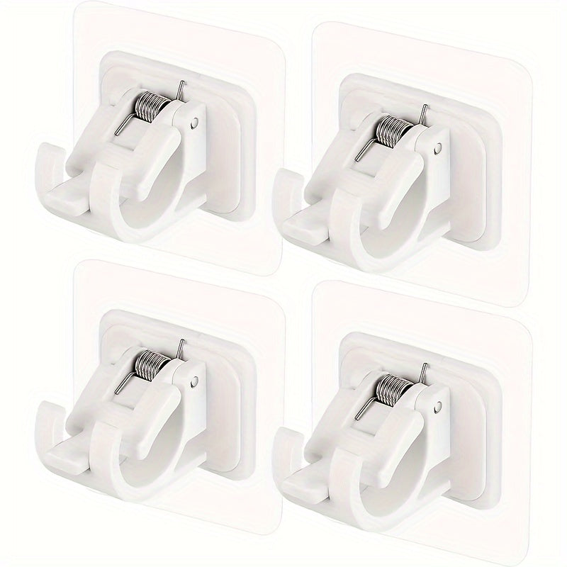 4-piece adhesive hook set for easy, damage-free hanging of curtains in kitchen and bathroom.