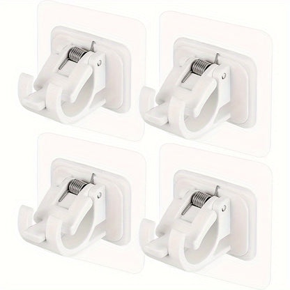 4-piece adhesive hook set for easy, damage-free hanging of curtains in kitchen and bathroom.