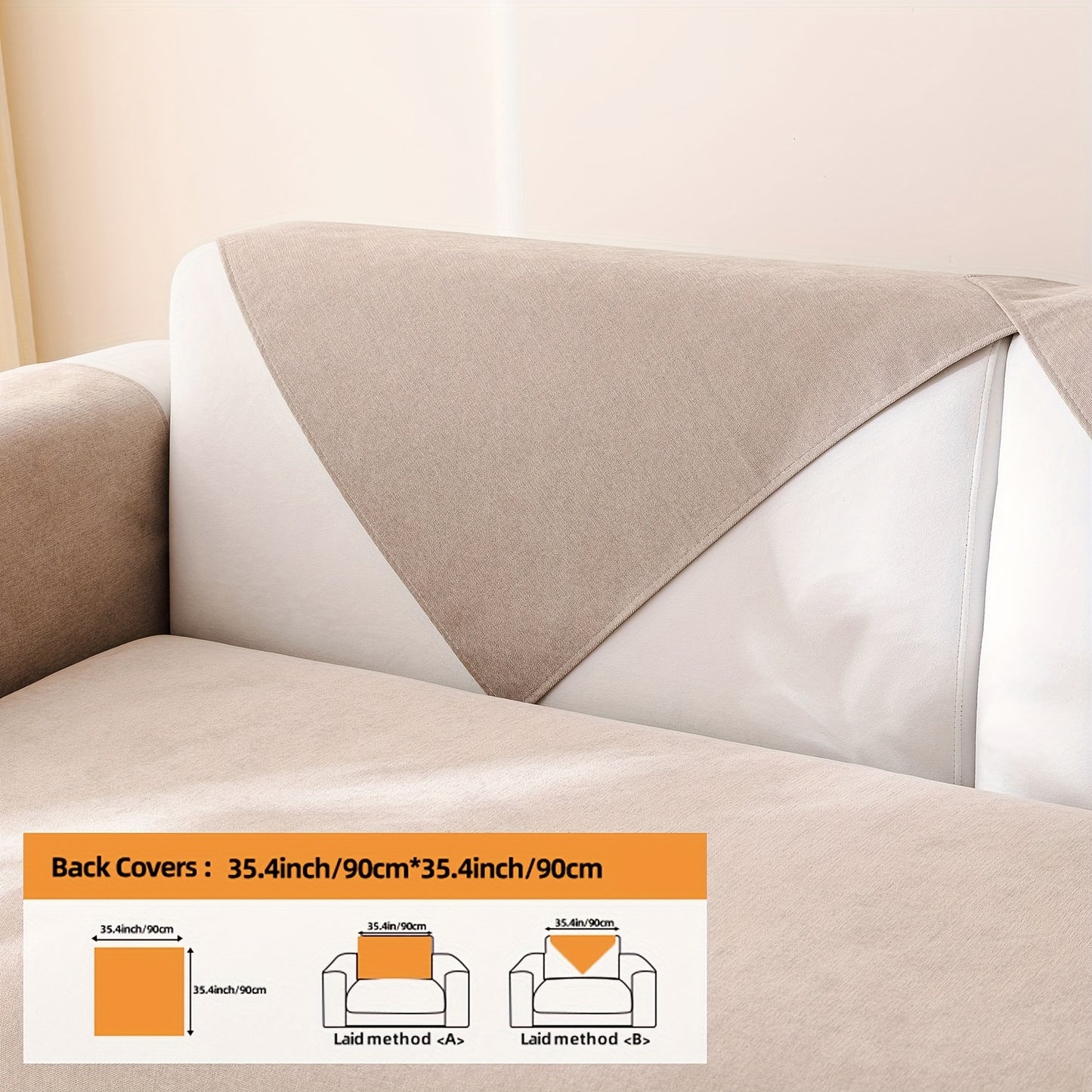 1pc Chenille Plain Sofa Cover, Universal Slipcover for All Seasons, includes Pillow Case and Backrest Pillow Cover. Protects sofa cushions, suitable for various rooms and home decor.