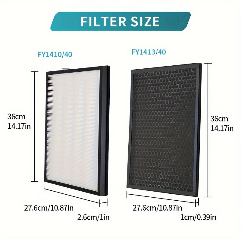 FY1413/40 Active Carbon & FY1410/40 HEPA Replacement Filter Set for Phil-ips Purifier Series 1000 1000i, Compatible with AC1214, AC1215, AC1217, AC2729.