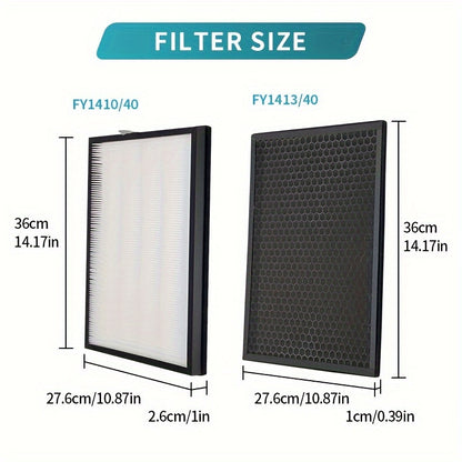 FY1413/40 Active Carbon & FY1410/40 HEPA Replacement Filter Set for Phil-ips Purifier Series 1000 1000i, Compatible with AC1214, AC1215, AC1217, AC2729.