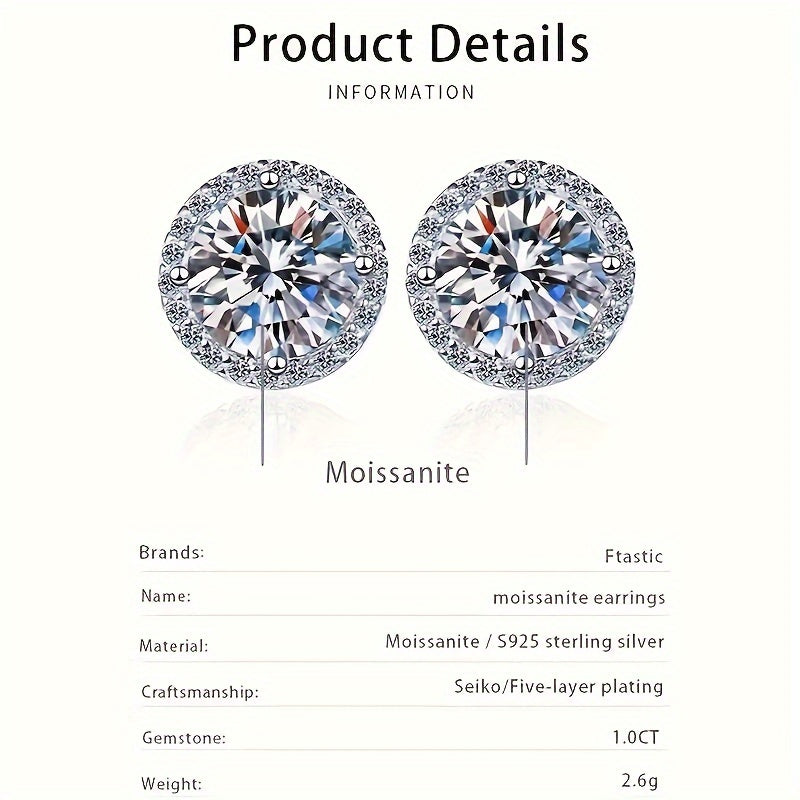 Moissanite Stud Earrings in Vintage Style - Made with 925 Sterling Silver, Suitable for Daily Wear and Gift Occasions, Perfect for Mardi Gras and All-Season Outfits, Hypoallergenic, Comes with a Deluxe Gift Box