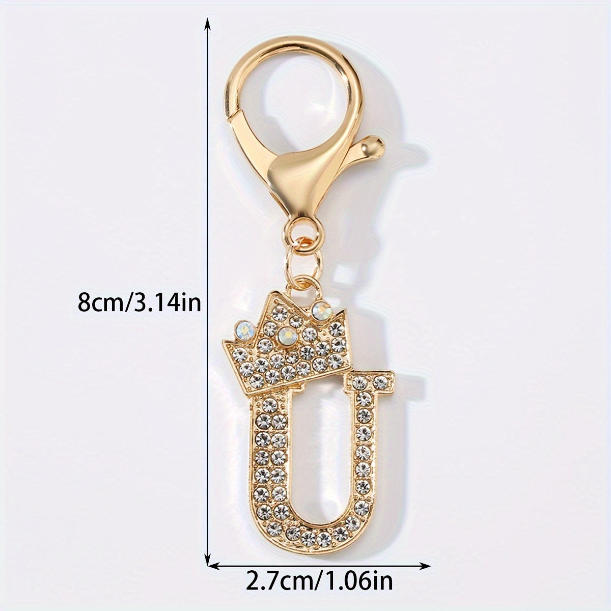 1pc Fashion Zinc Alloy Artificial Diamond Crown 26 English Letters Key Chain for Men, Bag Pendant for Friends.