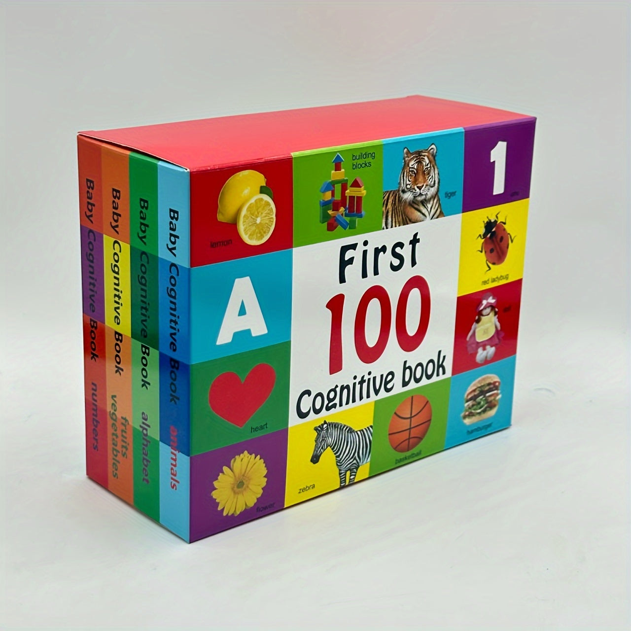 TEENYBABY's First 100 Cognitive Books for Babies is a 4-book set in English for children aged 4 and above. It is a great educational gift for kids and is published by Sunshine Children's