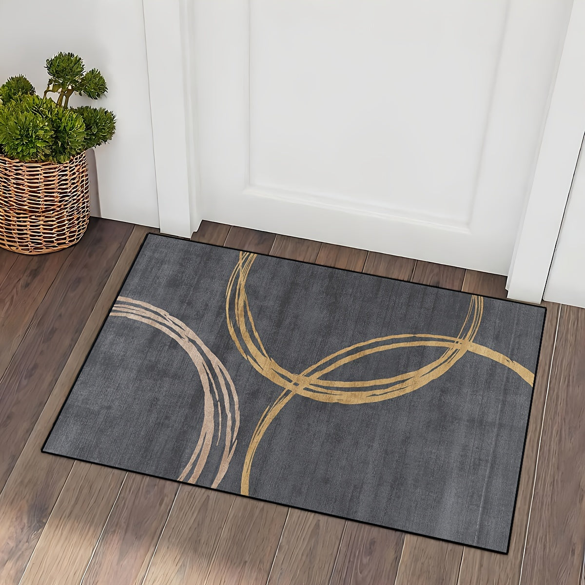 Indoor Outdoor Dark Grey Non-Slip Door Mat - Machine Washable, Lightweight, Durable Polyester with Modern Rectangular Design - Entrance Floor Carpet