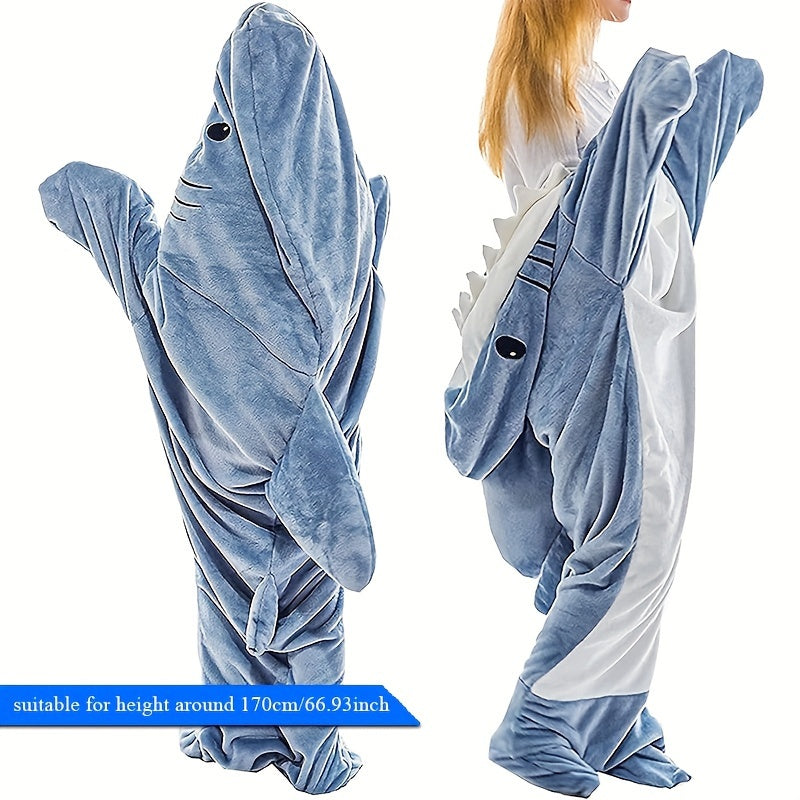 MIIYOUNG Adult Shark Blanket, 1 Piece, made with Ultra-Soft Flannel Fleece, Oversized Loose Home Blanket, Machine Washable, Cozy Plush Loungewear designed for individuals up to 170cm (69.5 inches) in height.