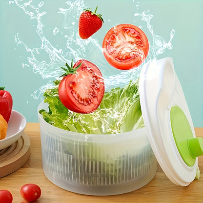 1pc Kitchen tool that is a multi-functional PP salad spinner, colander basket, and drainer measuring 24.51cm. No-power required for quick and healthy preparation of fruits and vegetables.