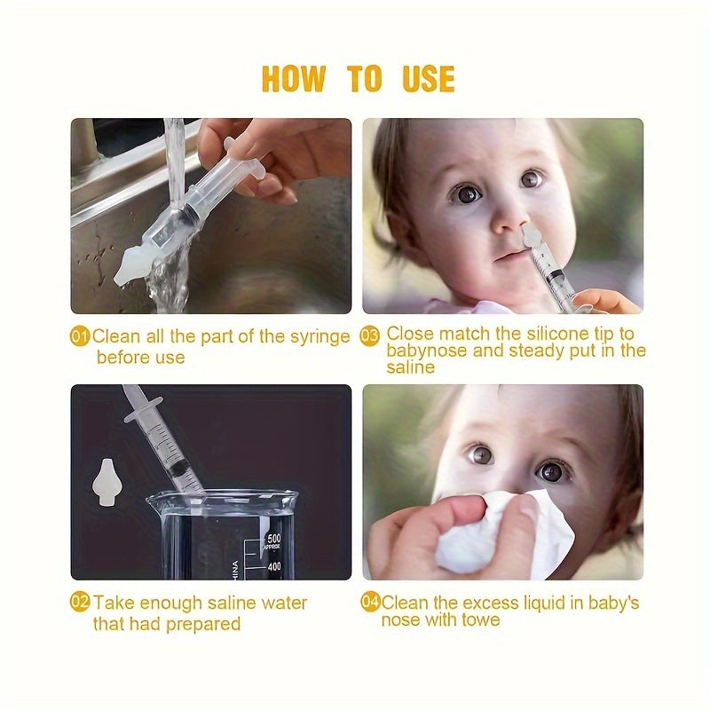 Set of 4 Baby Nasal Aspirators - Includes 10ml Silicone Irrigator Syringes for Infants aged 0-3 Years - Gentle Nose Cleaning and Rhinitis Flushing Devices