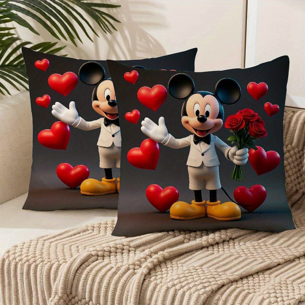 Two-Pack of Disney Mickey Mouse Double-Sided Throw Pillow Covers, perfect for adding a decorative touch to your sofa, living room, or outdoor space.